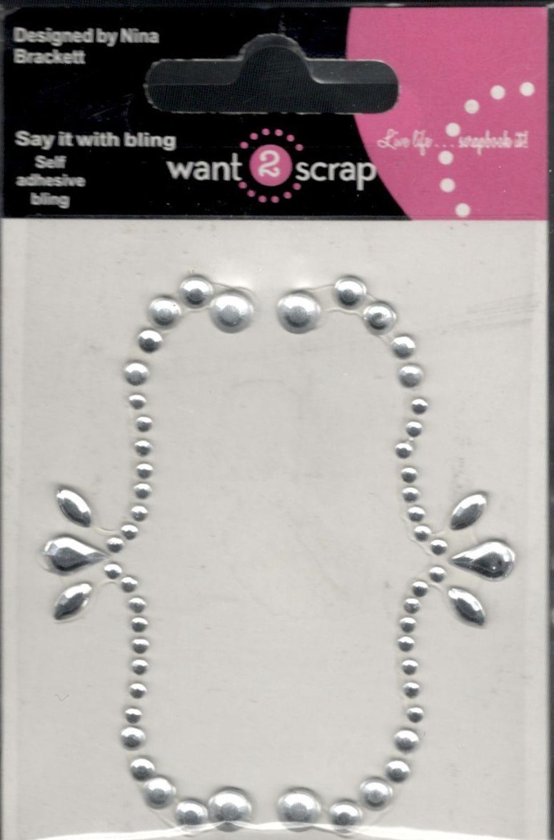 Want 2 Scrap Say it With Bling Diamond Rhinestone Self-Adhesive Bracket By Nina - 2 Cute