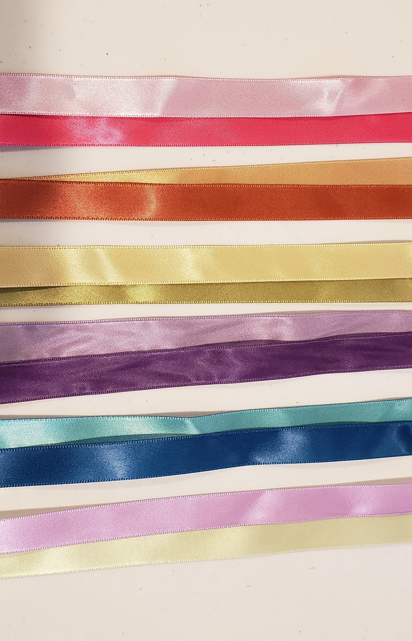 6 Colors Reversible Satin Ribbon 5/8" 1 YD/each color