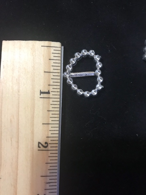 Ribbon Slider Charm Heart Acrylic 25pc Silver C2041