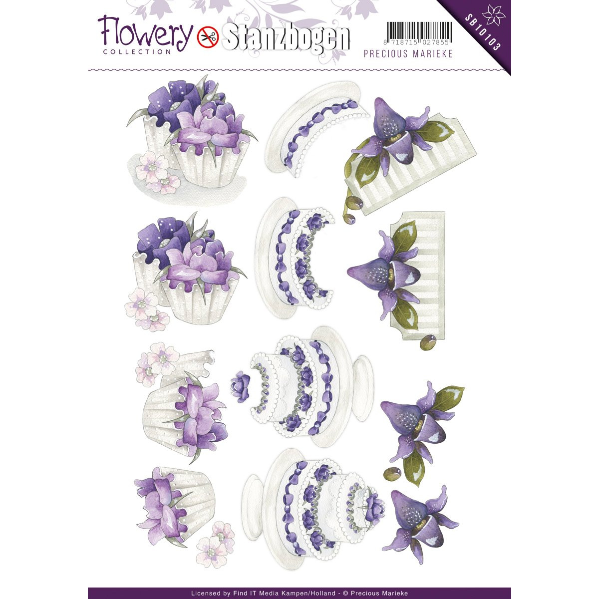 Precious Marieke Punch-out Flowery Sheet Embellishments SB10103