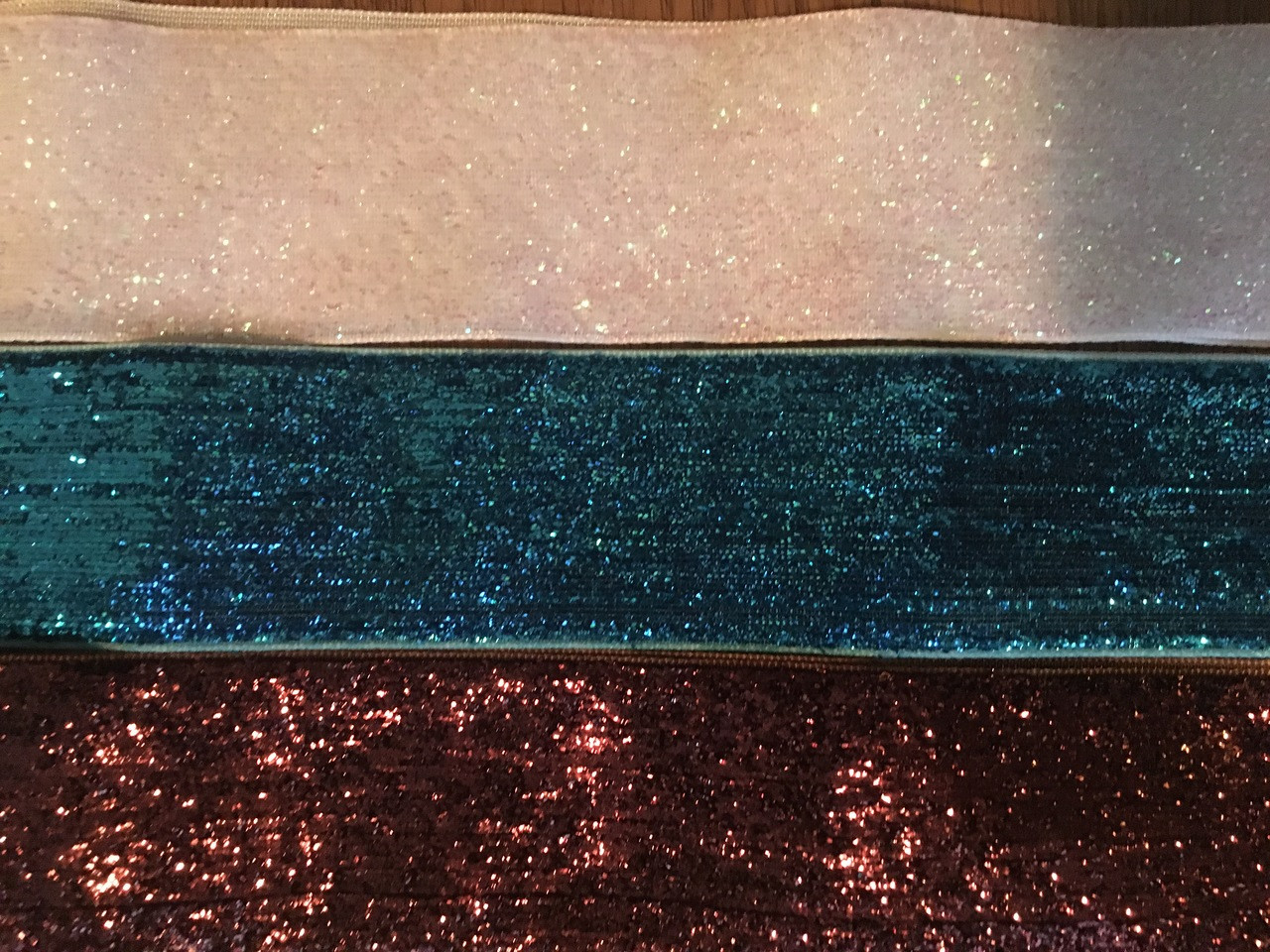 Metallic Velvet Ribbon 1.5" Wide Brown/ Turquoise/ Iridescent White -- 3 PC