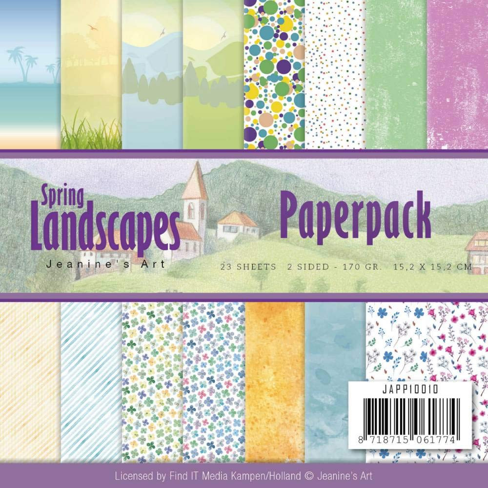 Find It Trading Jeanine's Art Paper Pack 6'X6' 23/Pkg-Spring Landscapes, Double-Sided Designs