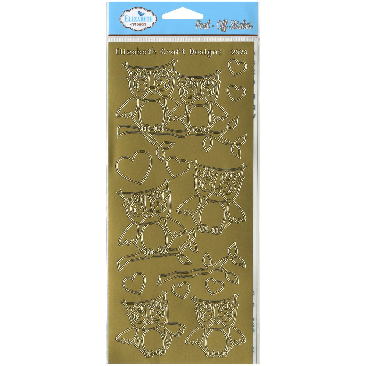 Elizabeth Craft Designs Lots of Owls Peel-Off Stickers, Gold