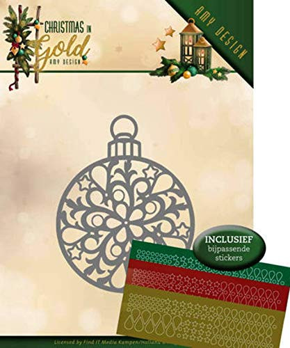 Find It Trading Amy Design Christmas in Gold Christmas Bauble Hubbydots Die and Sticker Set ADD10183