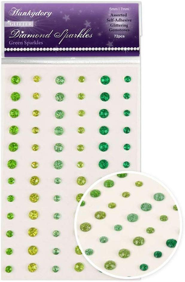 Hunkydory Glitter Diamond Sparkles Self-Adhesive- Green Sparkles Glittering Gemstones GEM226