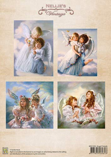 Nellie's Vintage Prints-Christmas Colour Angel Friends NEVI035