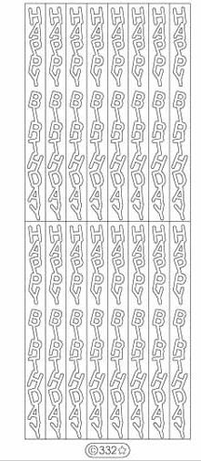 Starform Deco Stickers Vertical Happy Birthday -transparent glitter gold