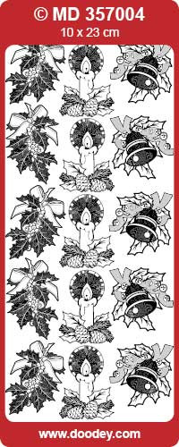 DOODEY MD357004 Silver Engraved Various Christmas set 2 Peel Stickers One 9x4 Sheet