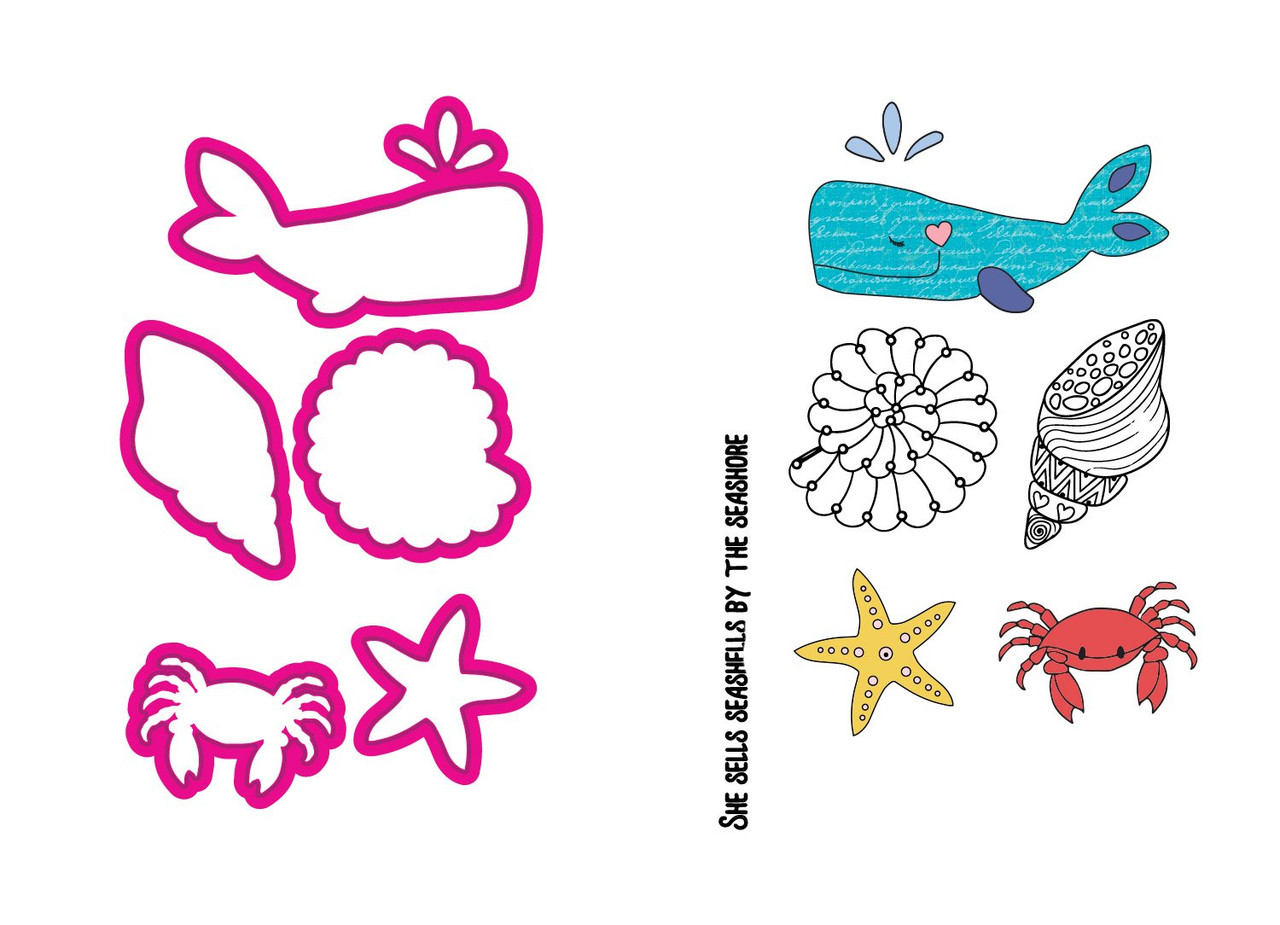 Prima Marketing Inc. Stamp & Die Set -- The Sea