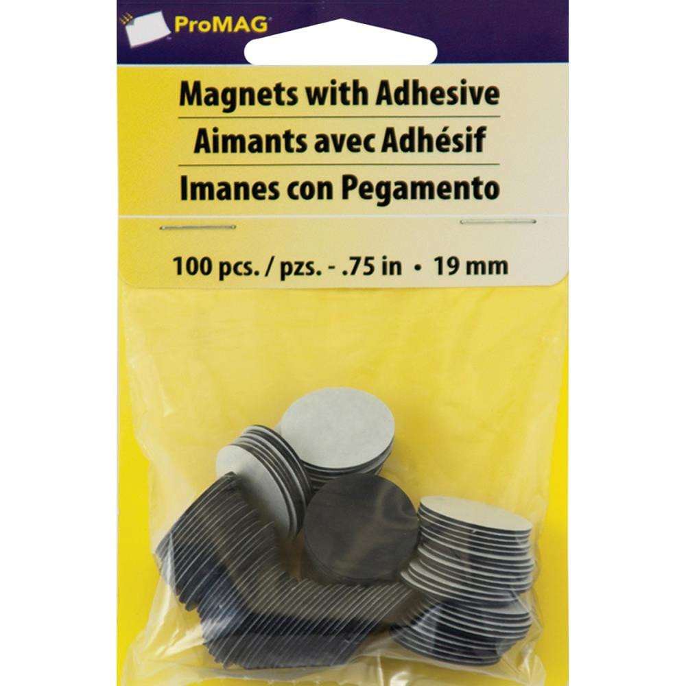 ProMAG- Magnets with Adhesive- 100 pc- 0.75in