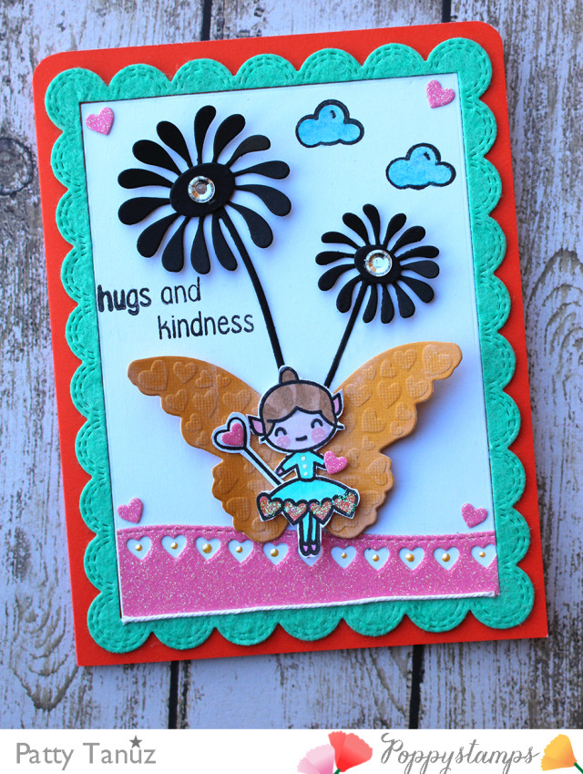 Poppystamps Embossed Heart Butterfly  Die 1989