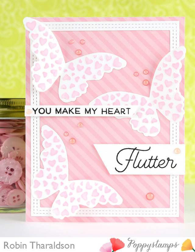 Poppystamps Embossed Heart Butterfly  Die 1989