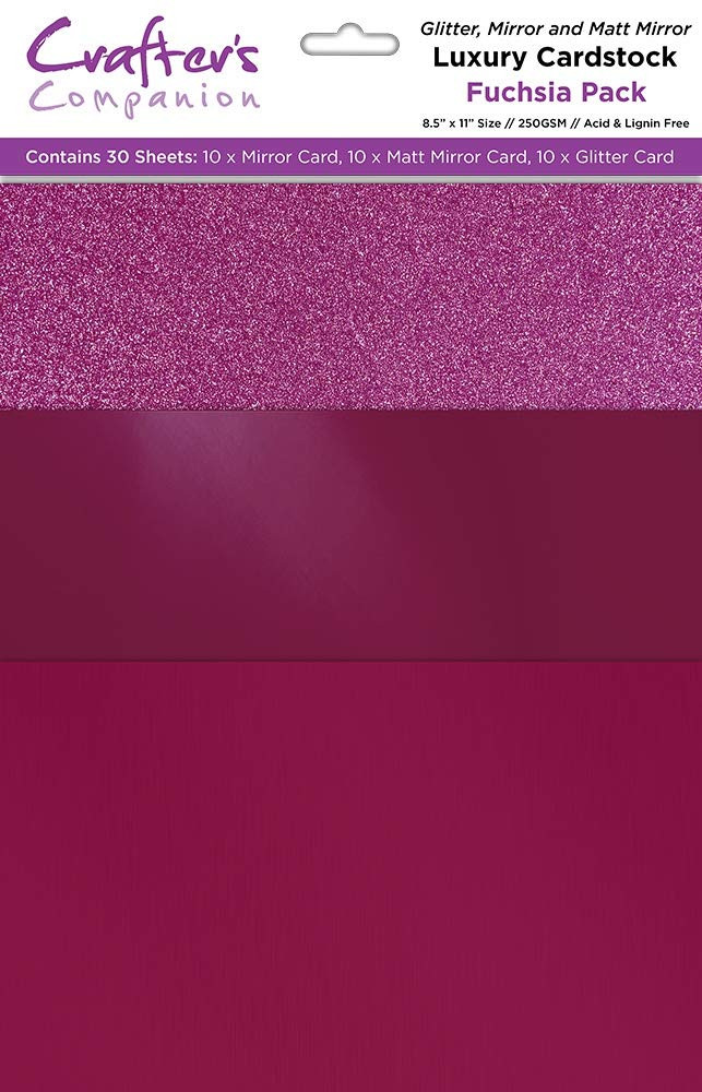 Crafter's Companion CP-LMIX-FUCH811 Glitter Mirror Cardstock, Fuchsia