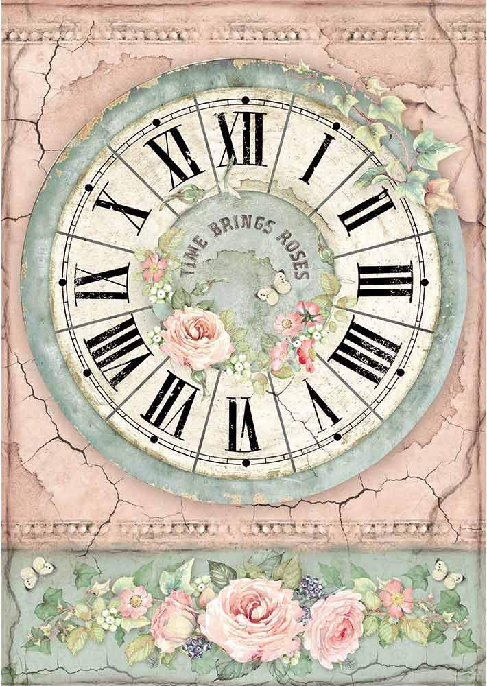 STAMPERIA INTERNATIONAL, KFT DFSA4444 Rice Paper A4 Clock