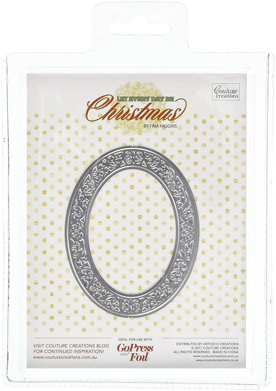 Couture Creations Ornate Christmas Frame Hotfoil Stamp, Metal Grey, 20.5 x 14.3 x 0.7 cm