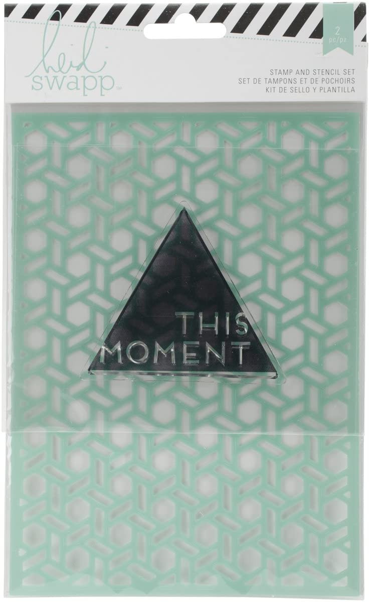 American Crafts 369386 Wanderlust Stamp & Stencil Set 5''X7''-This Moment'