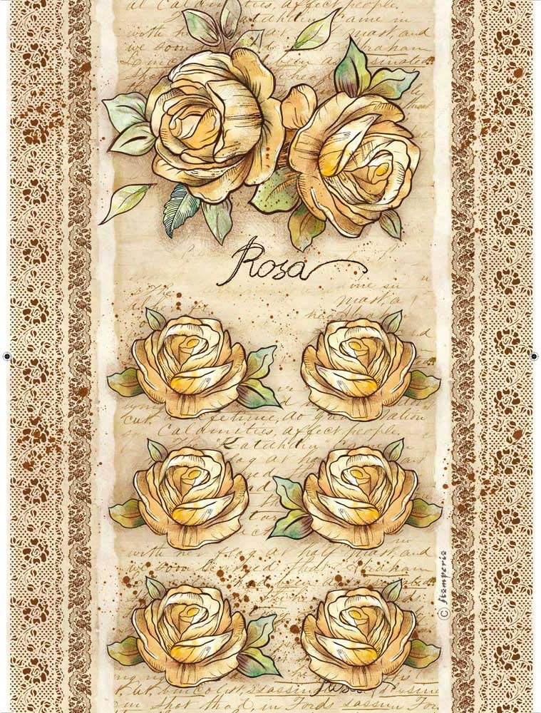 Stamperia A4 Rice Paper Sheet - Rose