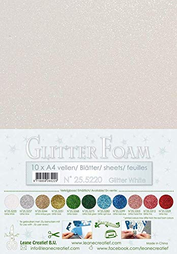 Leane Creatief Glitter Foam 10 A4 Sheets- Glitter White