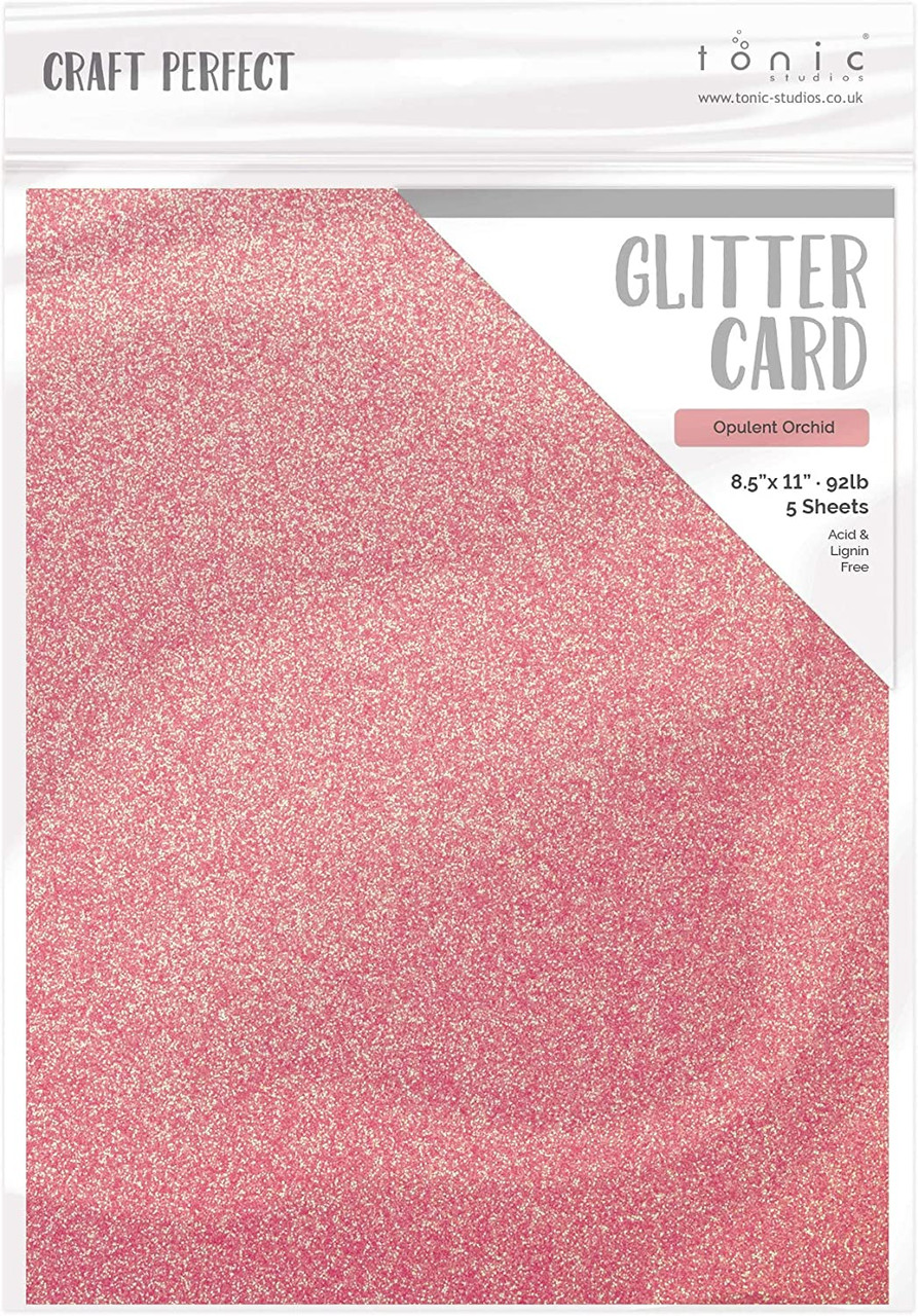 Craft Perfect Glitter Card 5PC - Opulent Orchid 9969E