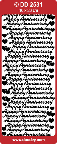 Doodey DD2432 Happy Anniversary - Script SILVER Peel Stickers One 9x4 Sheet