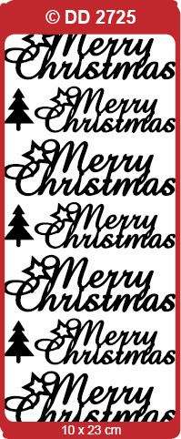Doodey DD2725 LARGE Merry Christmas - Script BLACK Peel Stickers One 9x4 Sheet