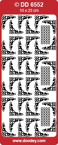 DD6552 Frames and Corners Chain Fine Borders SILVER Peel-Off Outline Metallic Style Sticker
