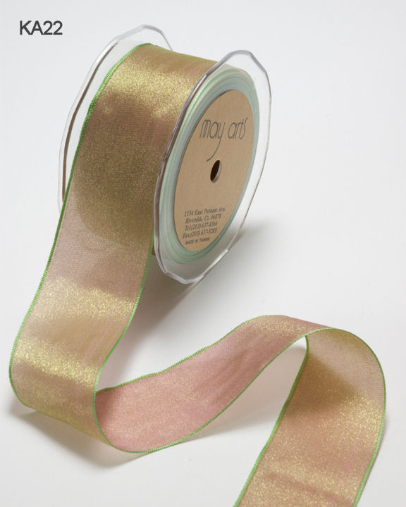1/4 Inch Woven Iridescent Ribbon -KA-4-22 - Mauve/Sage IMPORTANT NOTE