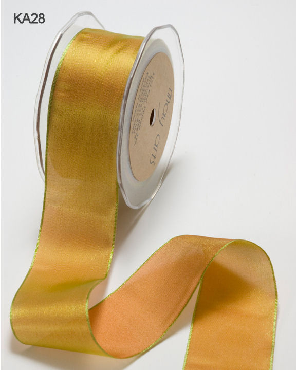 1/4 Inch Woven Iridescent Ribbon -KA28- Orange/Light Green IMPORTANT NOTE