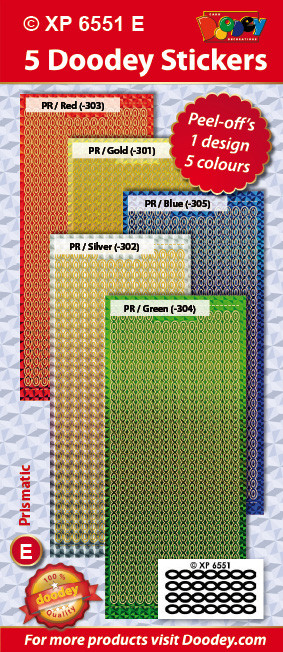 BRIGHT Frames Chain Fine Assorted Prismatic Holographic- Blue Gold Green Silver Red Stickers Set Peel