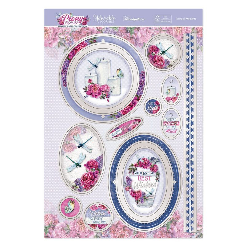 Hunkydory Crafts Peony Promise - 3pc Tranquil Moments Topper Set