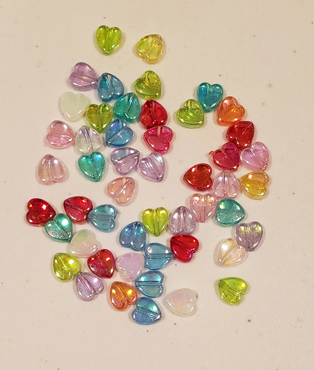 Heart Shaped Beads- 50 pieces in Assorted Colors (5/16")