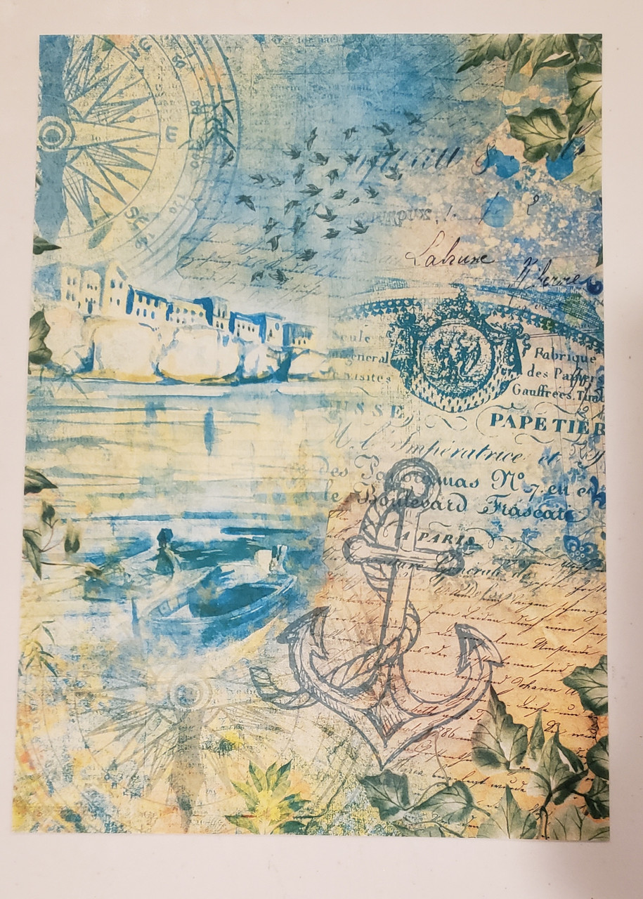 Imagination Crafts A4 Rice Paper- Nautical Notions Beachside View