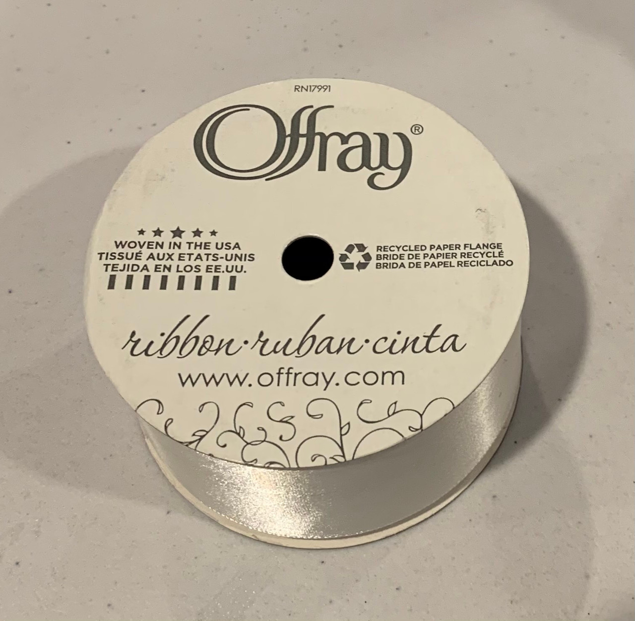 Offray Satin - 1.5" x 12 Feet Ribbon - White Soft, Silky and Beautiful