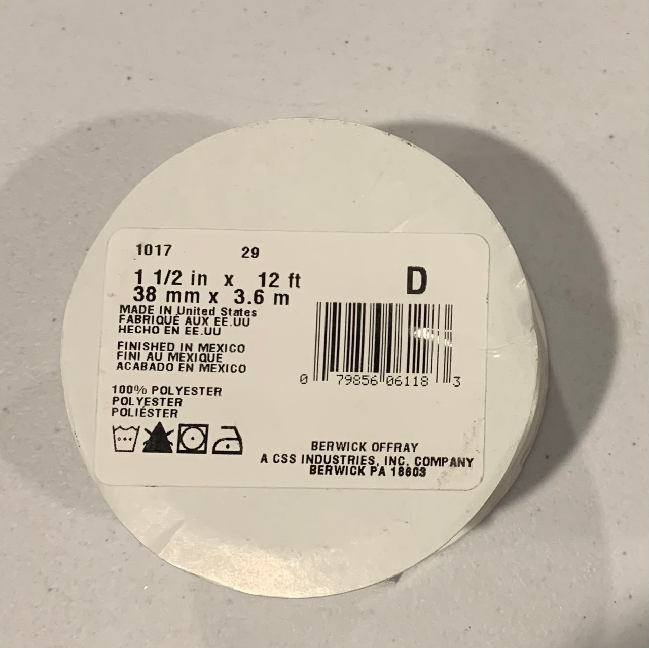 Offray Satin - 1.5" x 12 Feet Ribbon - White Soft, Silky and Beautiful