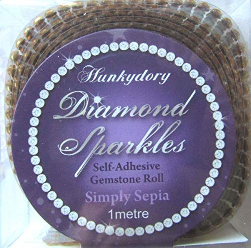 Hunkydory Diamond Sparkles SIMPLY SEPIA Self-adhesive Gemstone Roll (1 meter of Connected 3mm gems)- Gem235