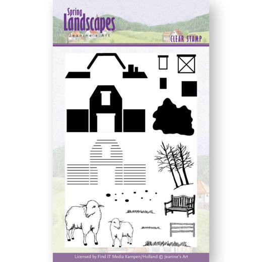 Jeannine's Art Clear stamps Spring Landscape Farm Set -- 17-stamp Set