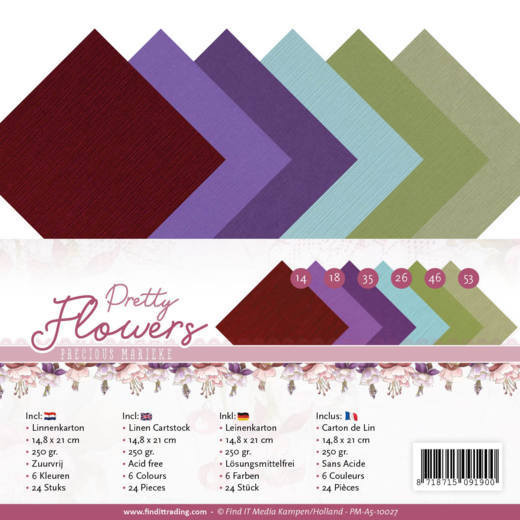 Find It Trading Precious Marieke Pretty Flowers A5 Linen Paper PM-A5-10027