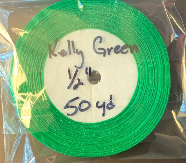 Organza Ribbon 1/2" KELLY GREEN 50-yards