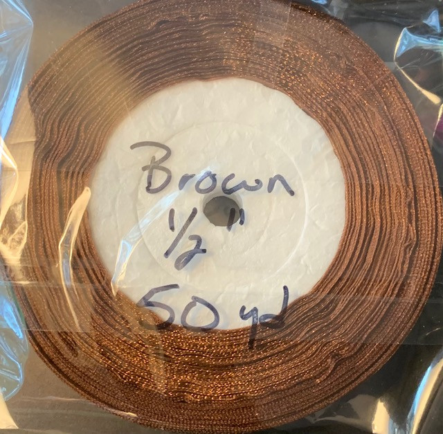 Organza Ribbon 1/2" BROWN 50-yards