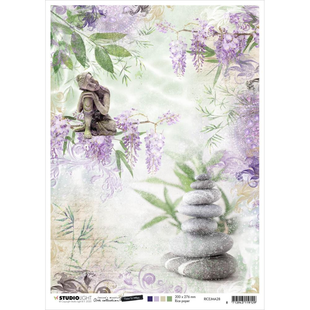 Jenine's Mindful Art Time To Relax Rice Paper Sheet A4 n.28