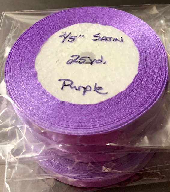 25 yd Satin Ribbon 2/5" PURPLE Approx. 25-yards