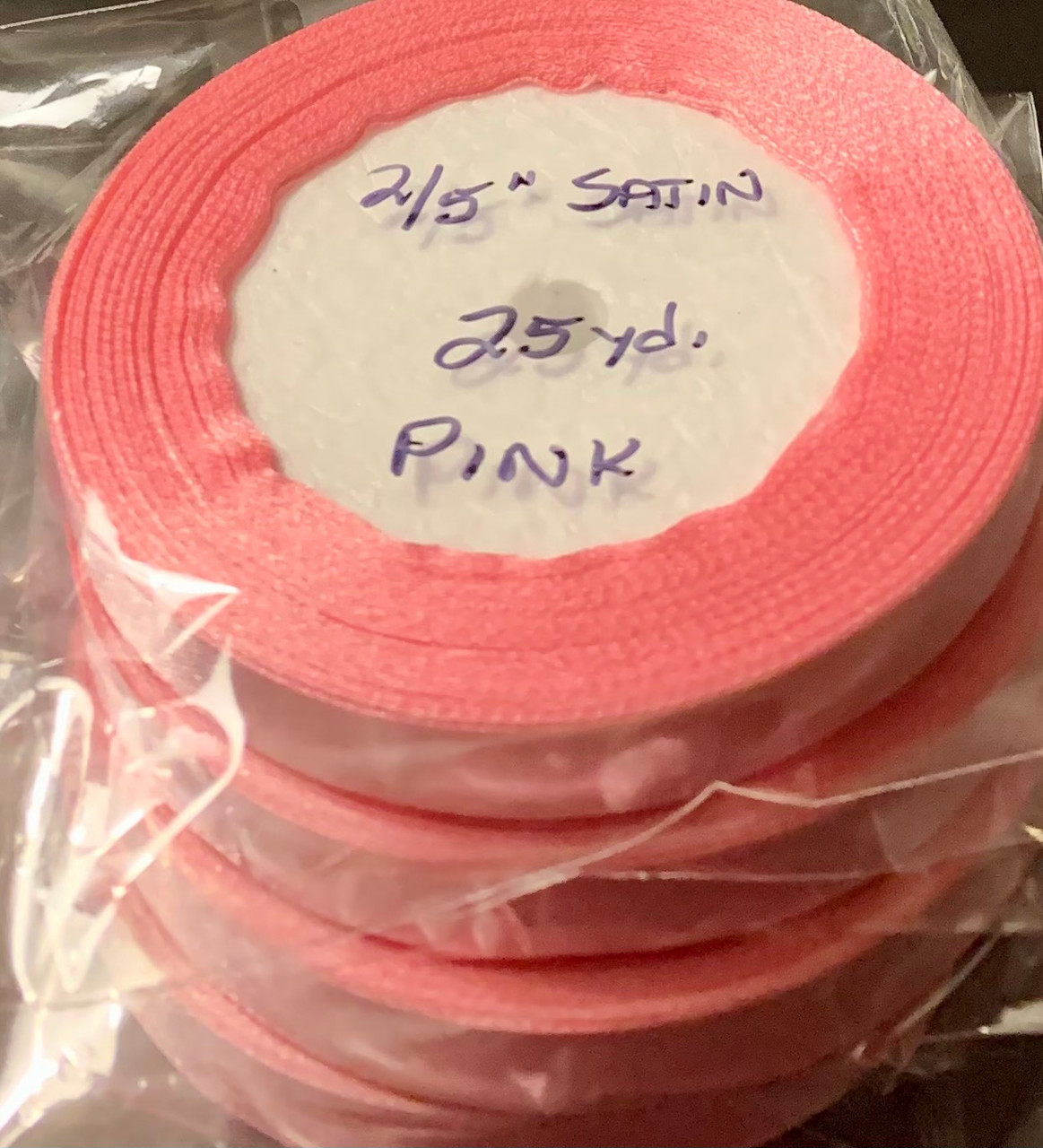 25 yd Satin Ribbon 2/5" PINK Approx. 25-yards