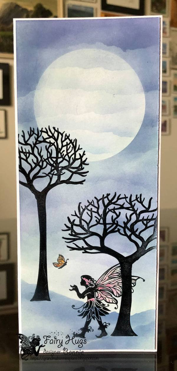 Fairy Hugs Stamp - skinny bare tree tall