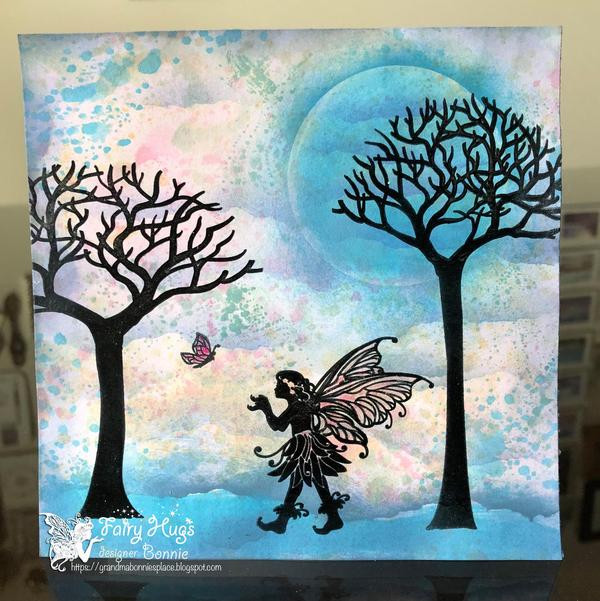 Fairy Hugs Stamp - skinny bare tree tall
