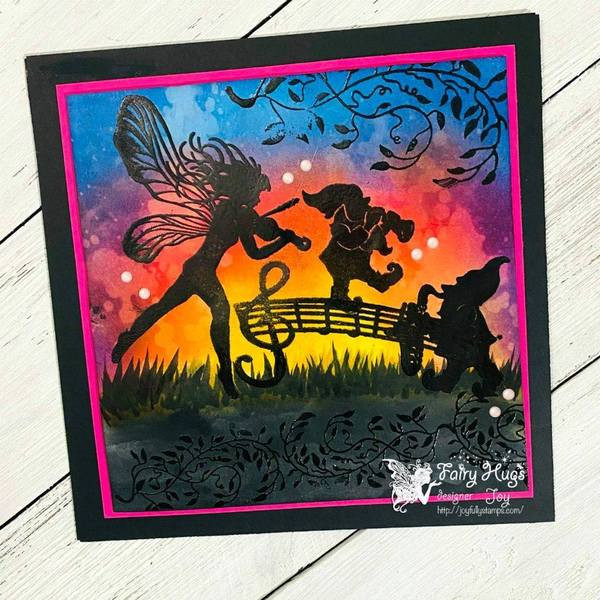 Fairy Hugs Stamp -Leafy Scrolls