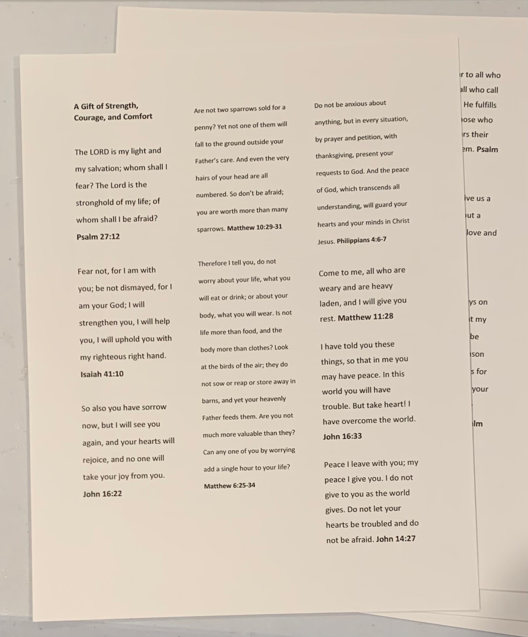 Scripture Verses Related to Strength Courage and Comfort.