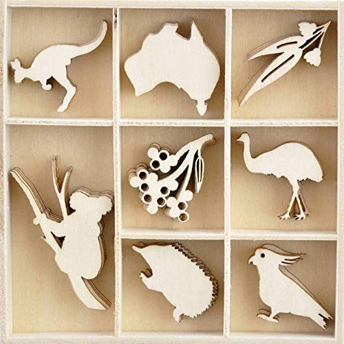 Kaisercraft- Wooden Flourish Pack- Under the Gum Leaves- 40 pieces