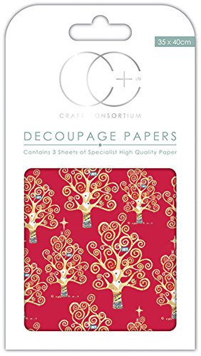 Craft Consortium Red Tree -Decoupage Paper 3/Pk,