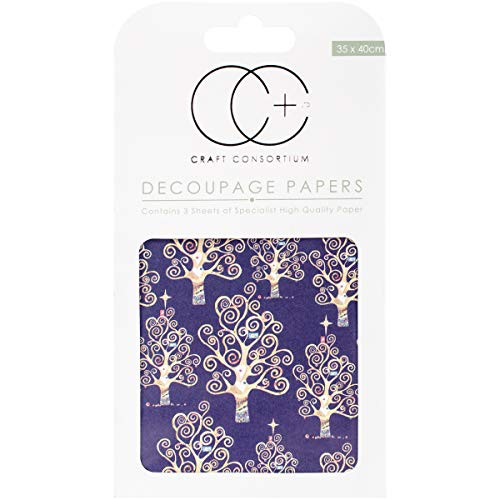 Craft Consortium Blue Trees Decoupage Papers (3/Pack), 13.75" x 15.75"