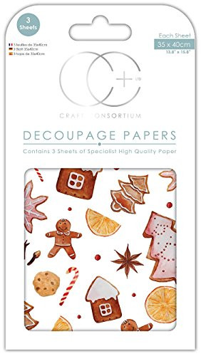 Craft Consortium Decoupage Papers 13.75"X15.75" 3/Pkg-Christmas - Gingerbread